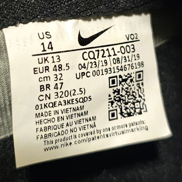 SOLD! *RARE* NIKE AIR FORCE 1 WINTER GORE-TEX CQ7211-003 TRIPLE BLACK - Size 14 - Picture 10 of 10